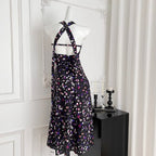 Vintage V-neck Floral Halter Dress