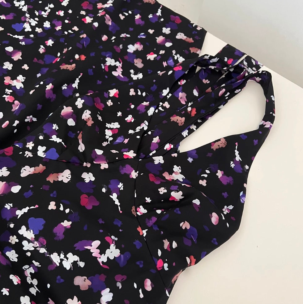 Vintage V-neck Floral Halter Dress