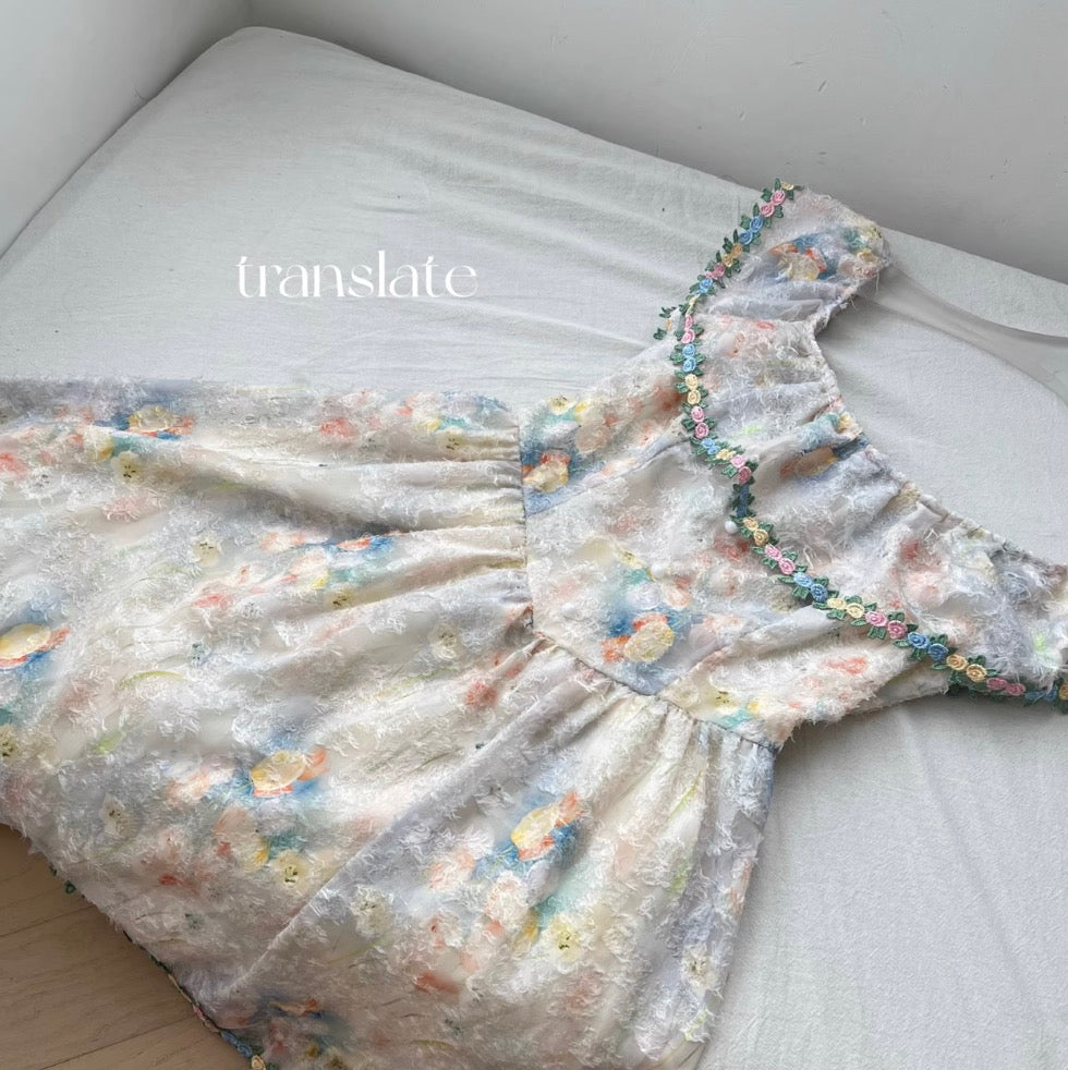 Sweetie Lapeled Embroidered Floral Dress