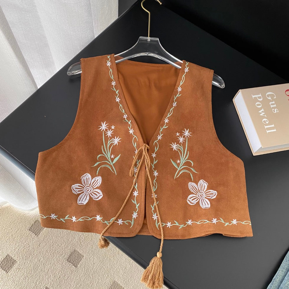 Vintage Embroidered Loose Vest