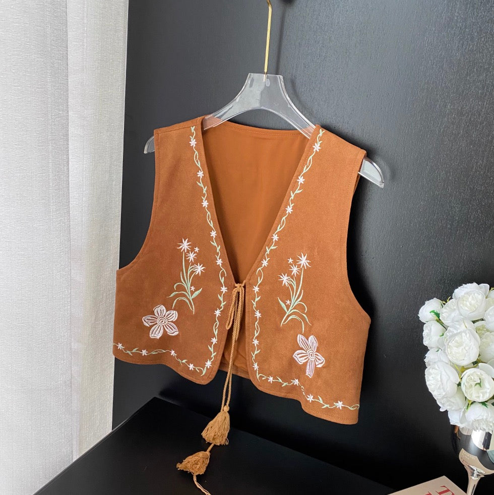 Vintage Embroidered Loose Vest