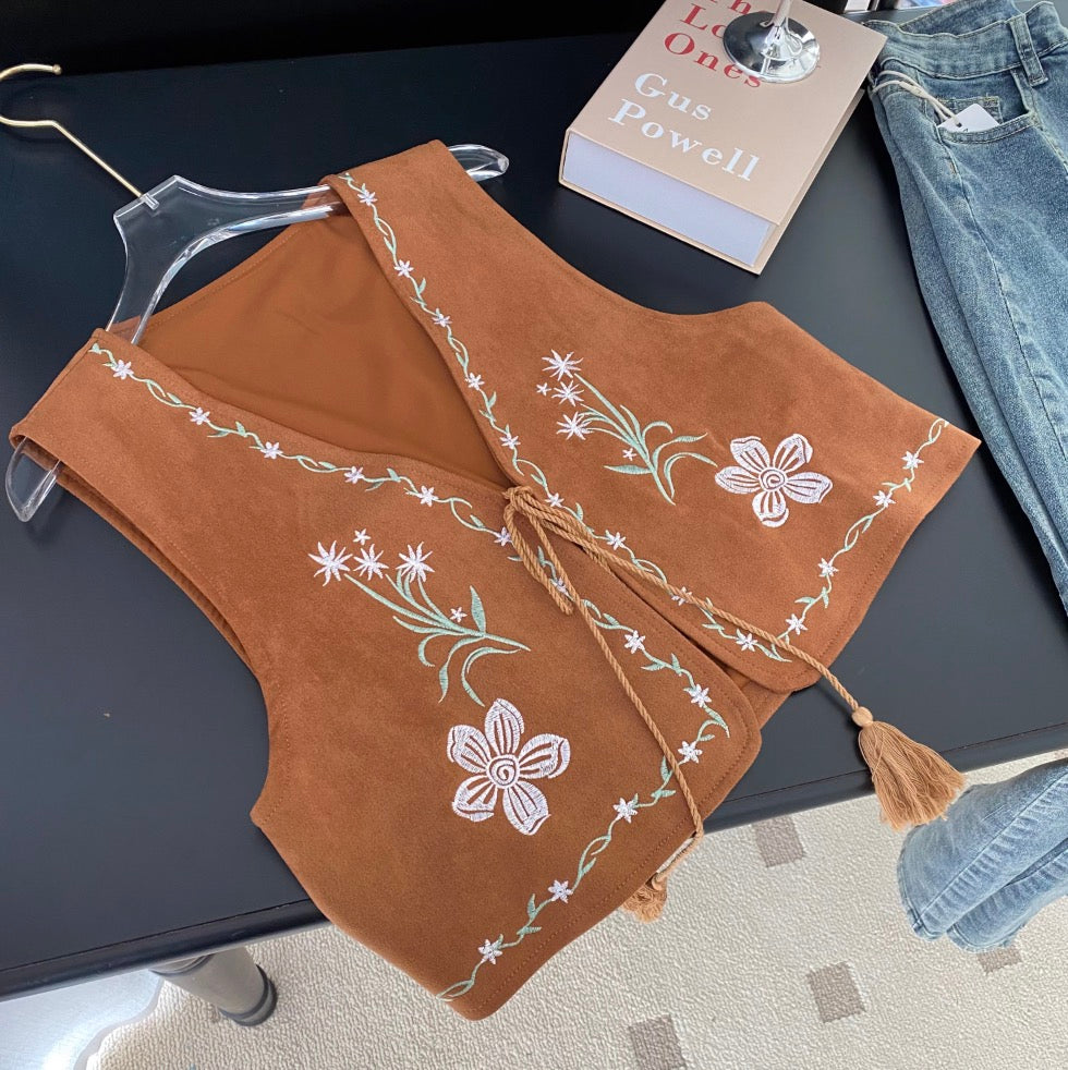 Vintage Embroidered Loose Vest