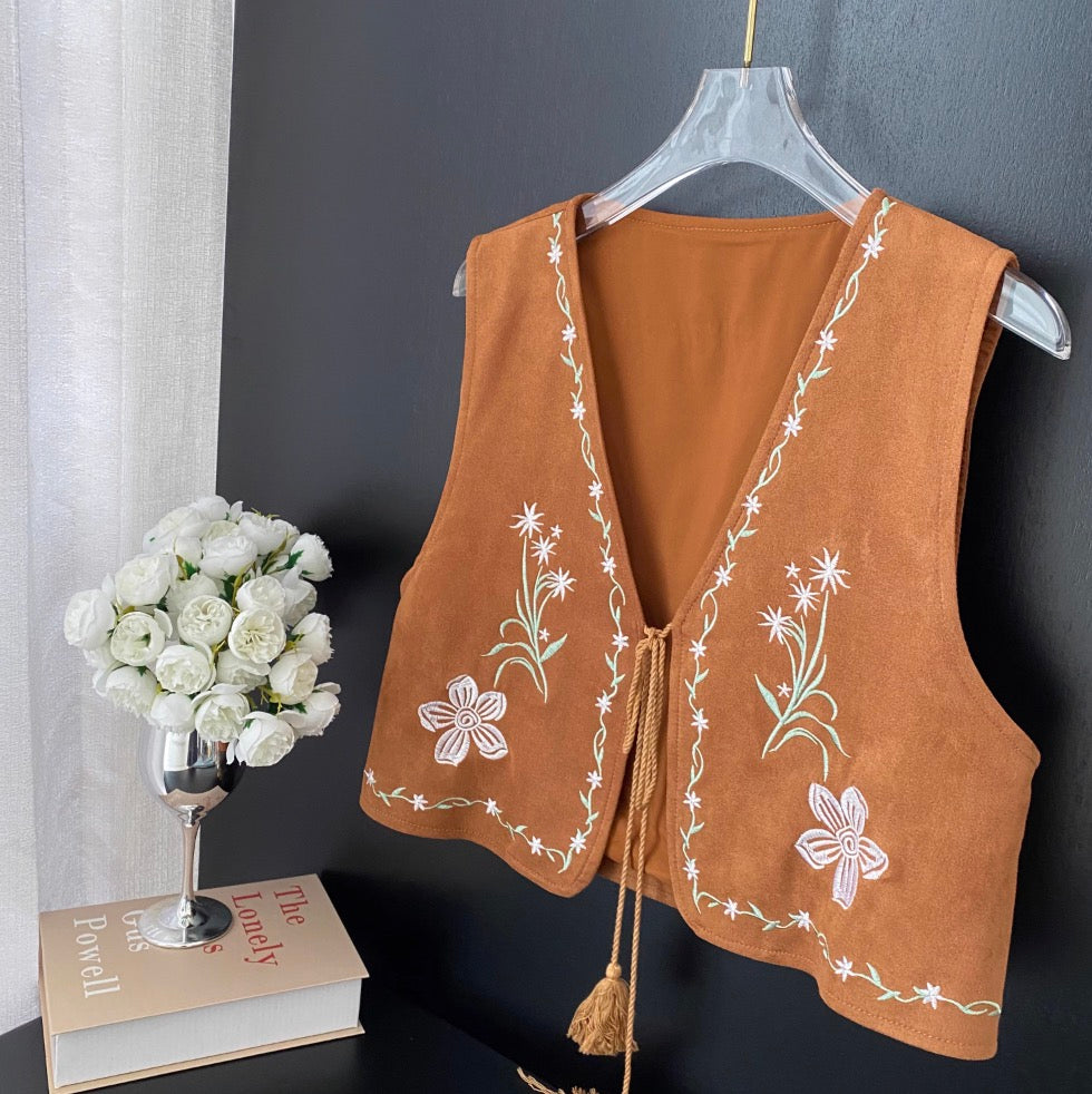 Vintage Embroidered Loose Vest