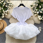 Niche Shirt Patchwork Puffy Dress