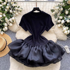 Niche Shirt Patchwork Puffy Dress