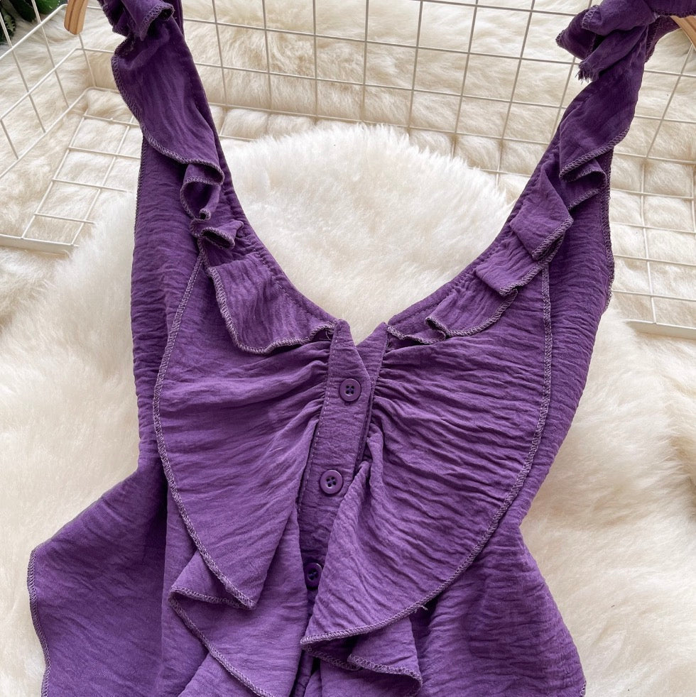 Irregular Design Ruffled Ribbon Jumpsuits
