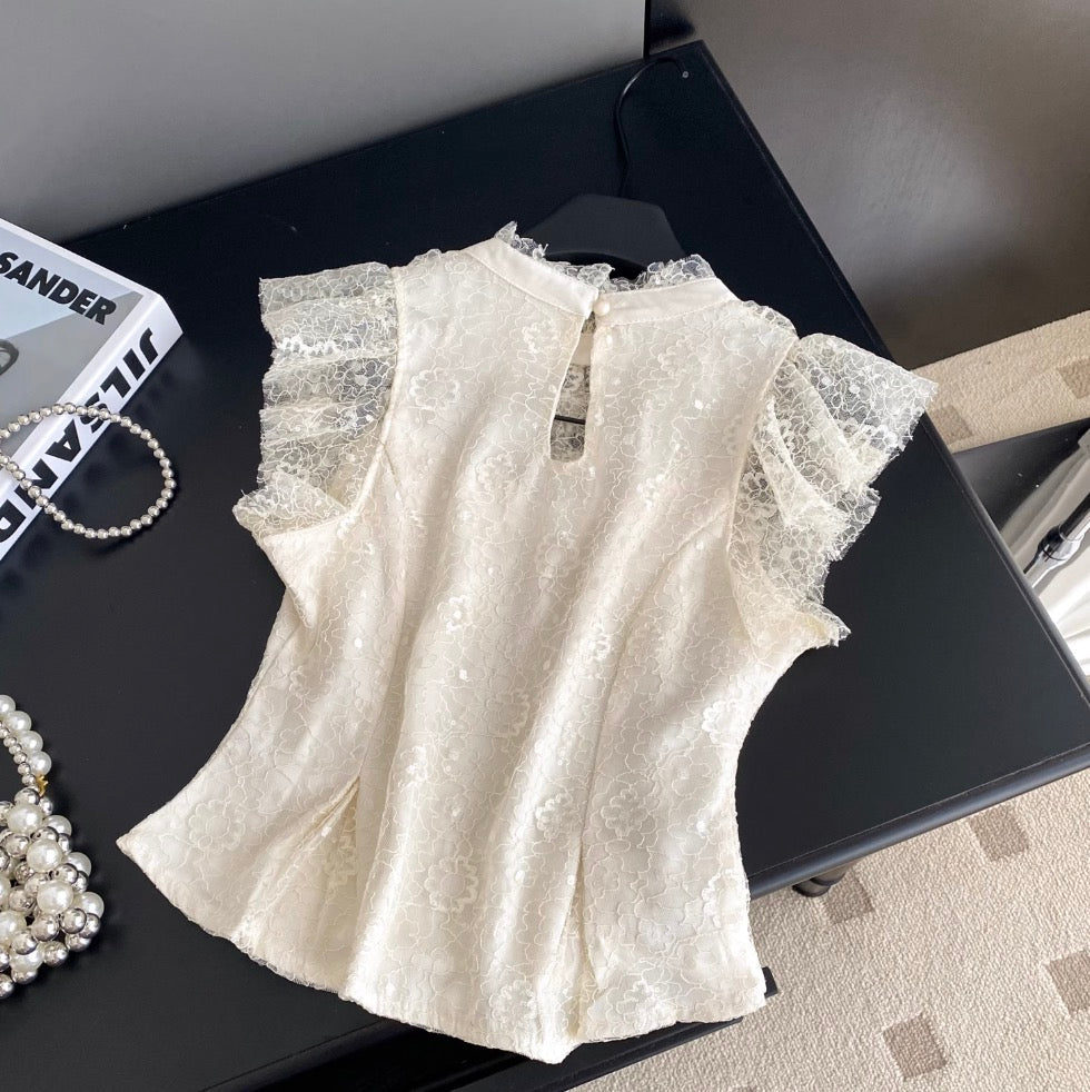Premium Embroidery Sequined Lace Top