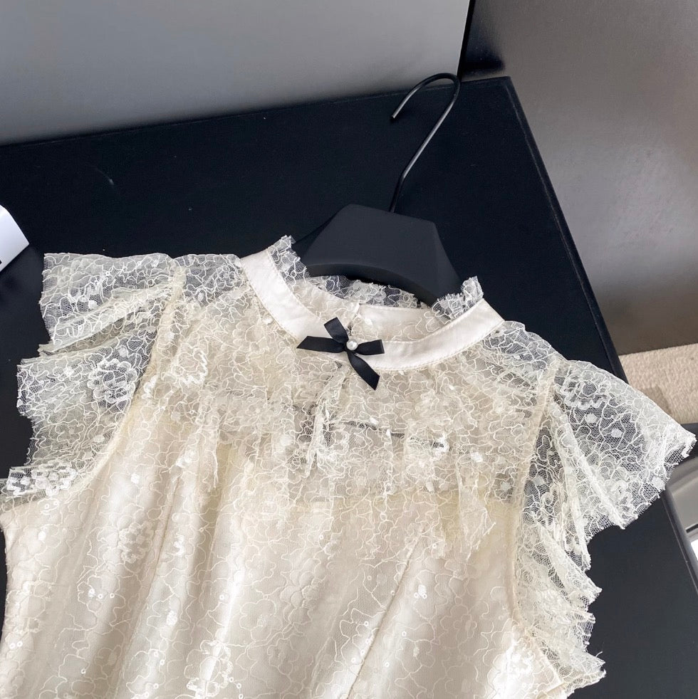 Premium Embroidery Sequined Lace Top
