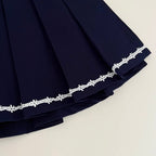 Denim Patchwork Dress with White Cape 2Pcs