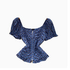 Plaid Printed Pleated Zipped Top