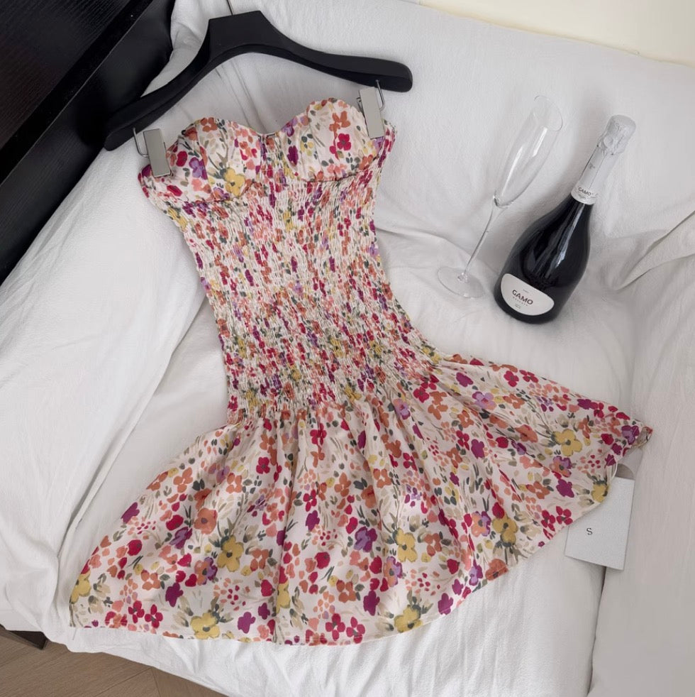 Vintage Stretchy Floral Printed Dress