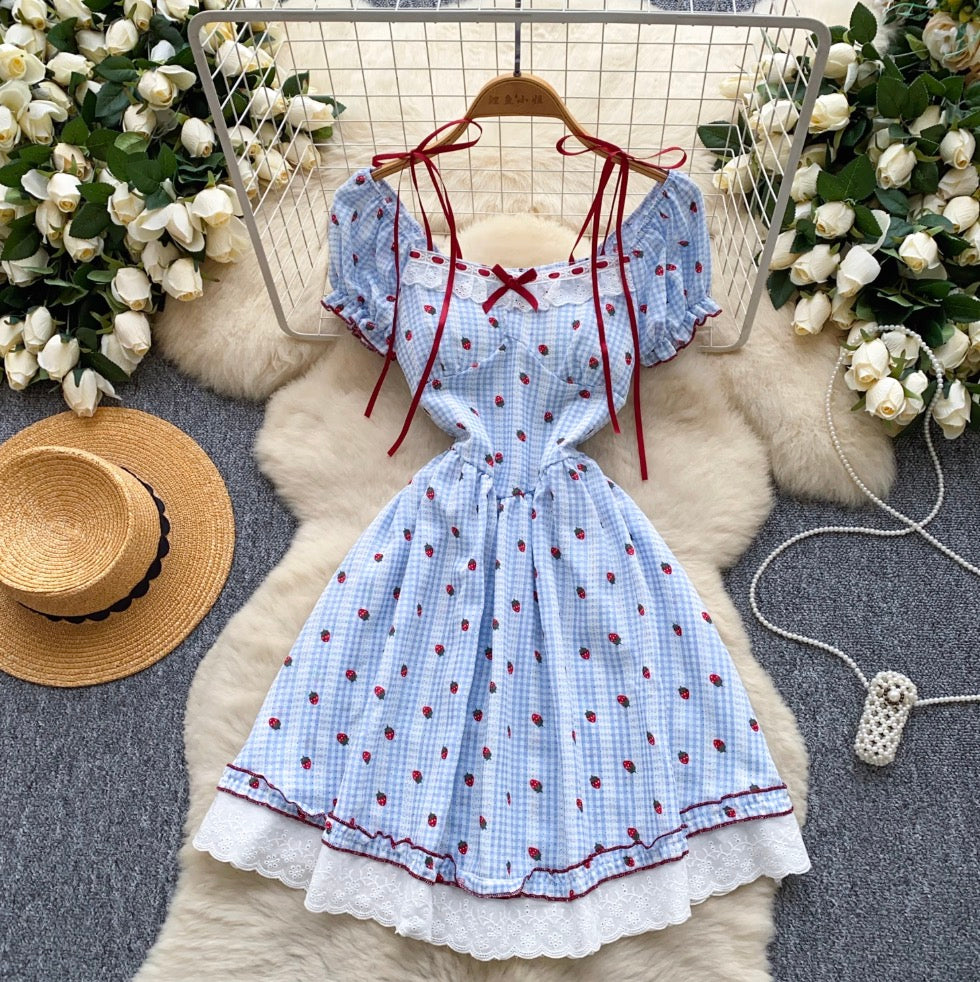 Sweetie Strawberry Printed Lace Dress