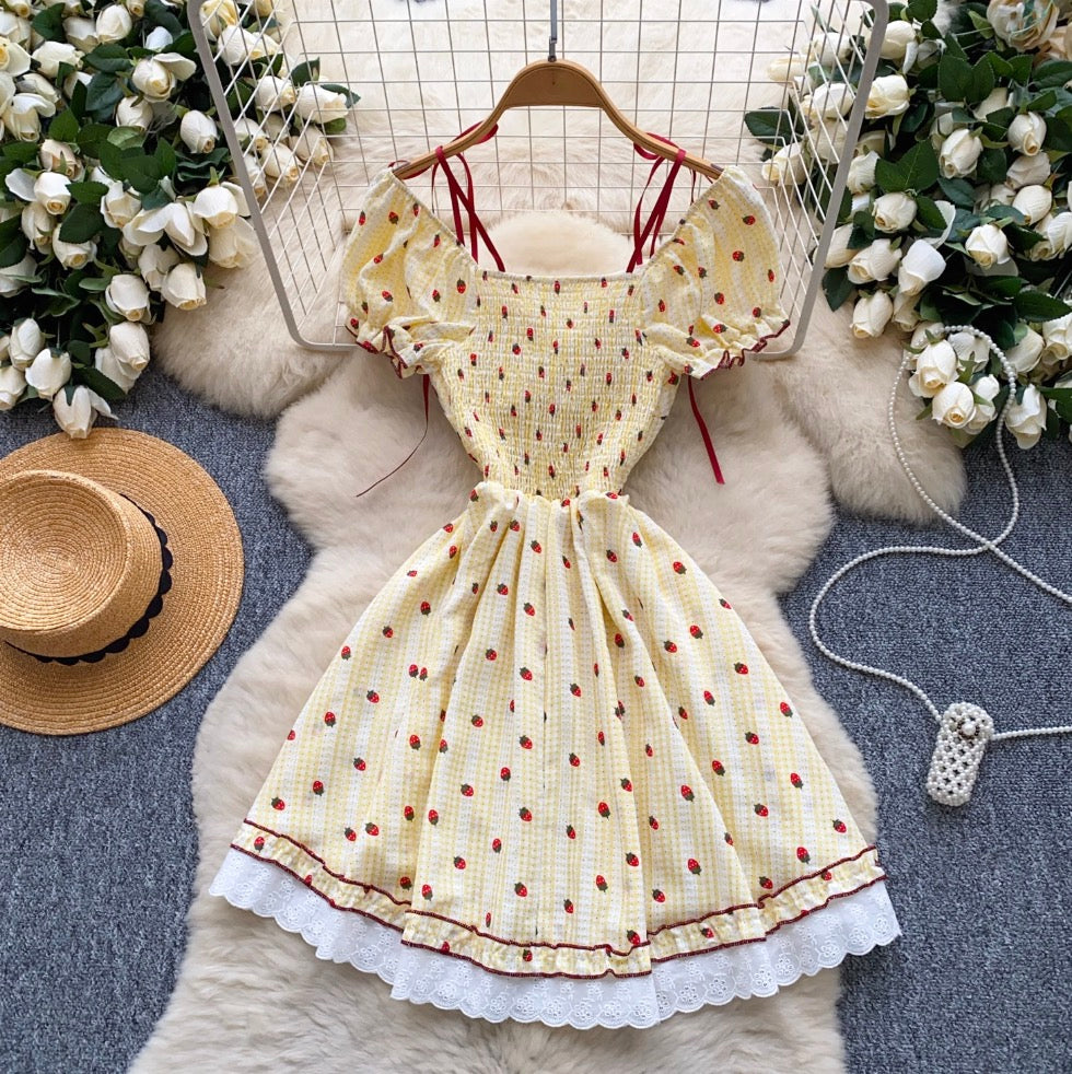 Sweetie Strawberry Printed Lace Dress
