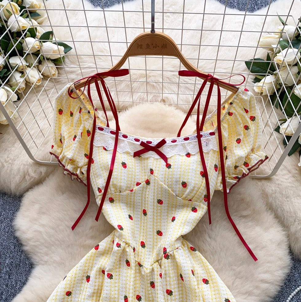 Sweetie Strawberry Printed Lace Dress