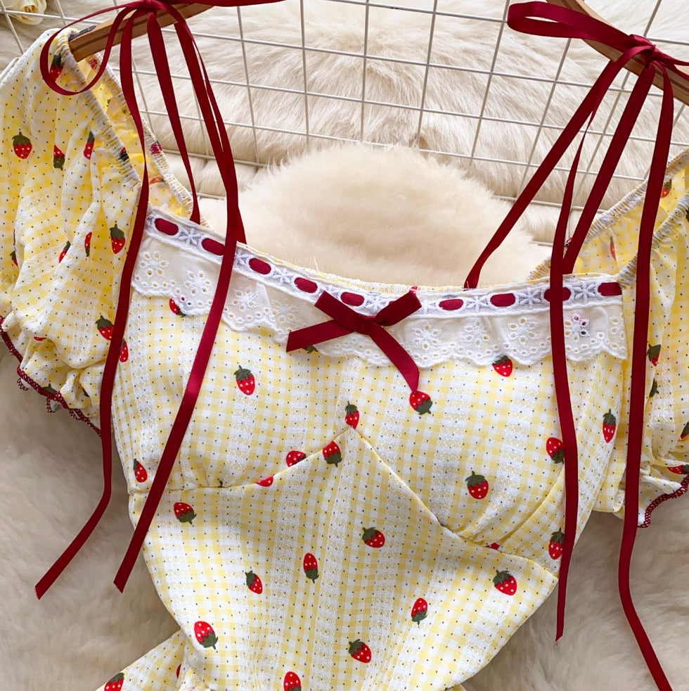 Sweetie Strawberry Printed Lace Dress