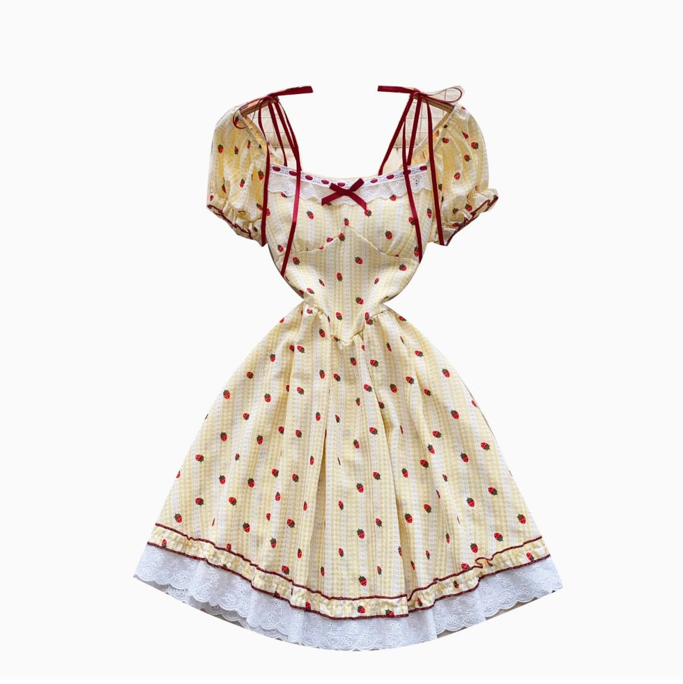 Sweetie Strawberry Printed Lace Dress