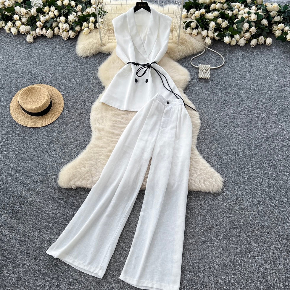 Lace-up Suit Vest & Trousers 2Pcs