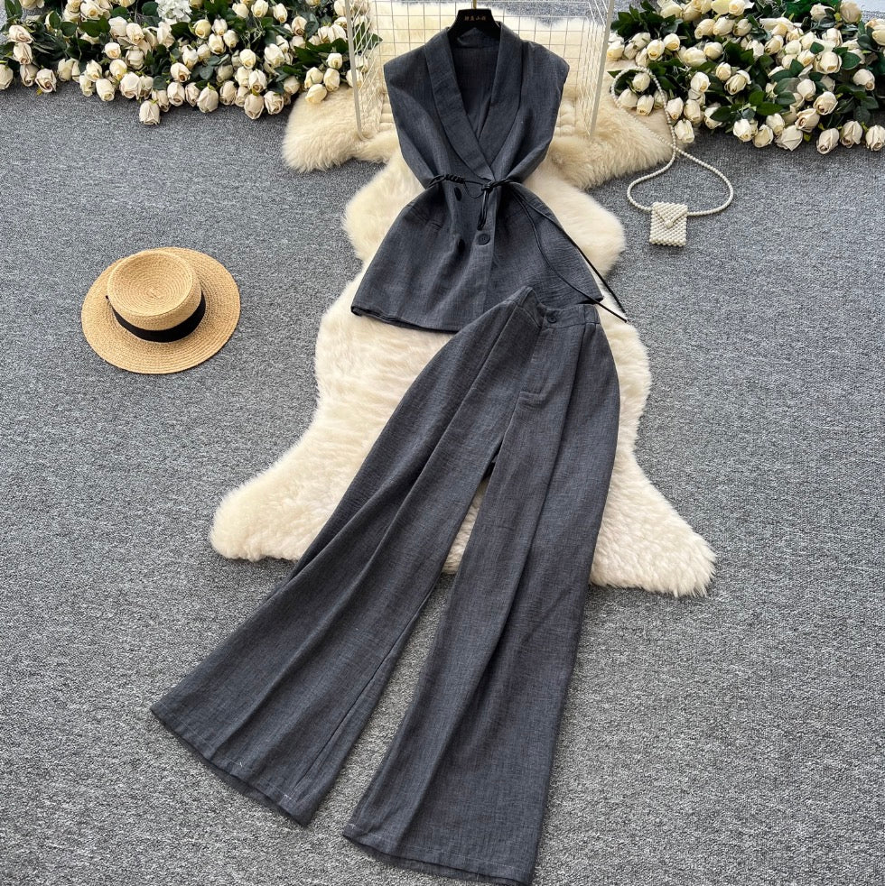 Lace-up Suit Vest & Trousers 2Pcs
