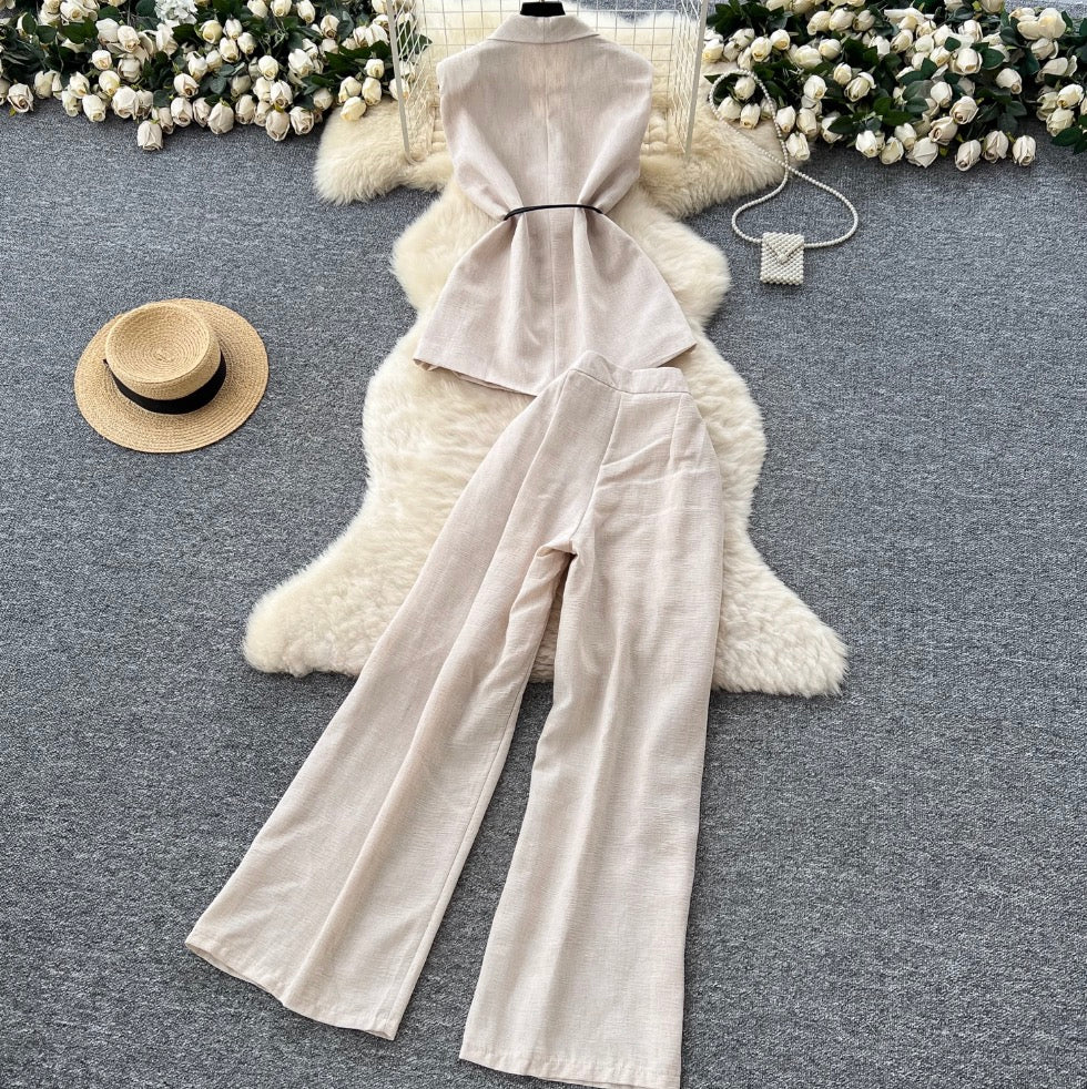 Lace-up Suit Vest & Trousers 2Pcs