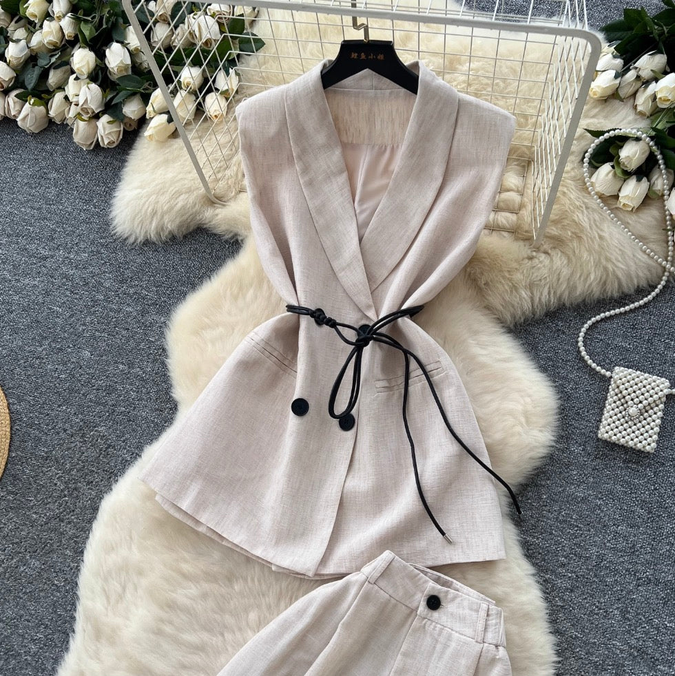 Lace-up Suit Vest & Trousers 2Pcs