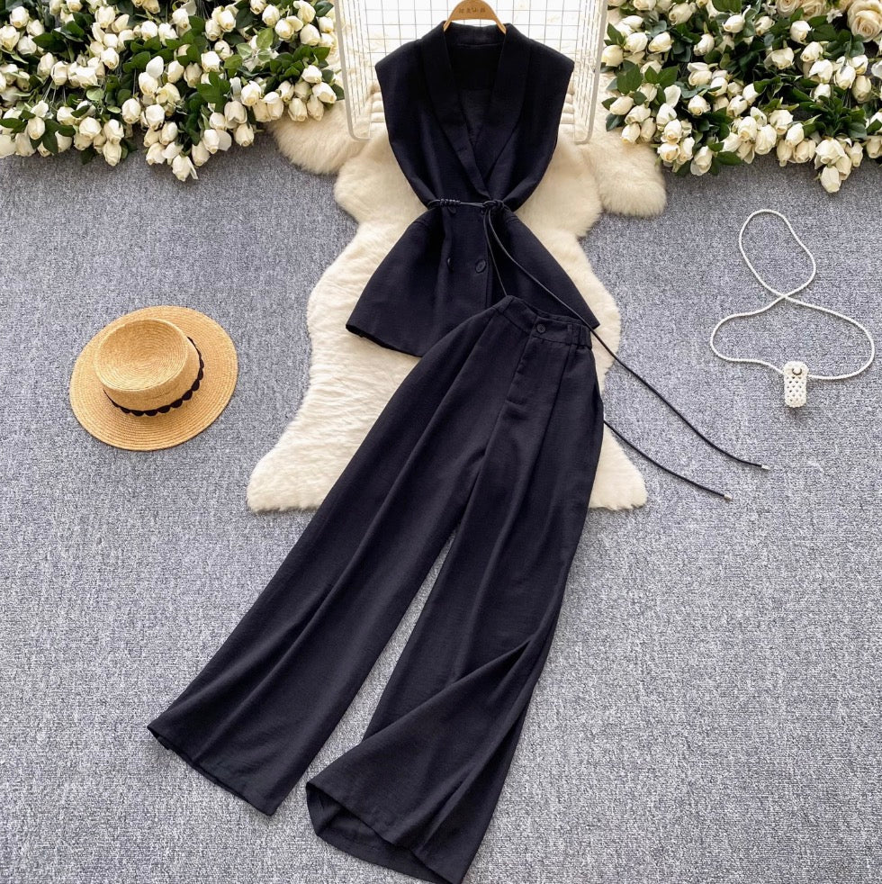 Lace-up Suit Vest & Trousers 2Pcs