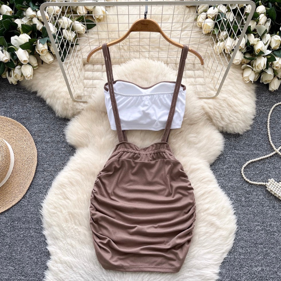 Padded Tank Top & Strap Skirt 2Pcs