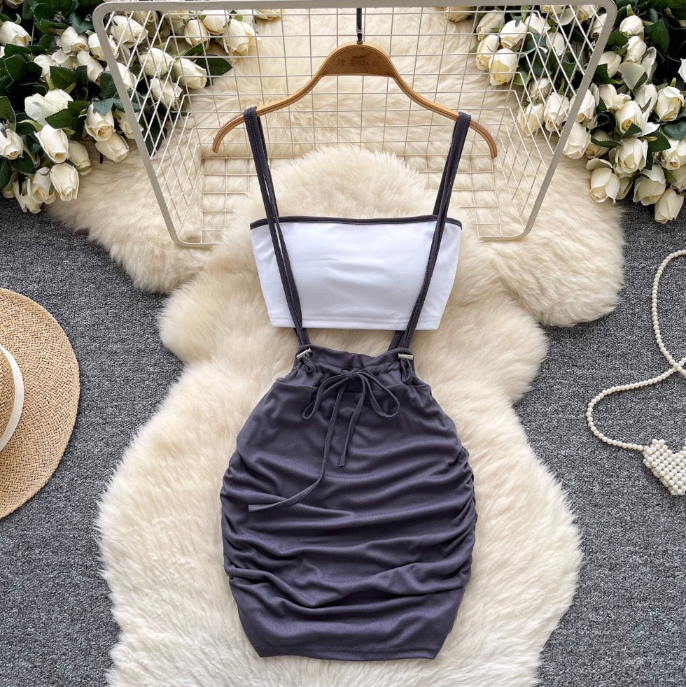 Padded Tank Top & Strap Skirt 2Pcs