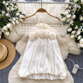 Vintage Lace-up Ruffled Mesh Top