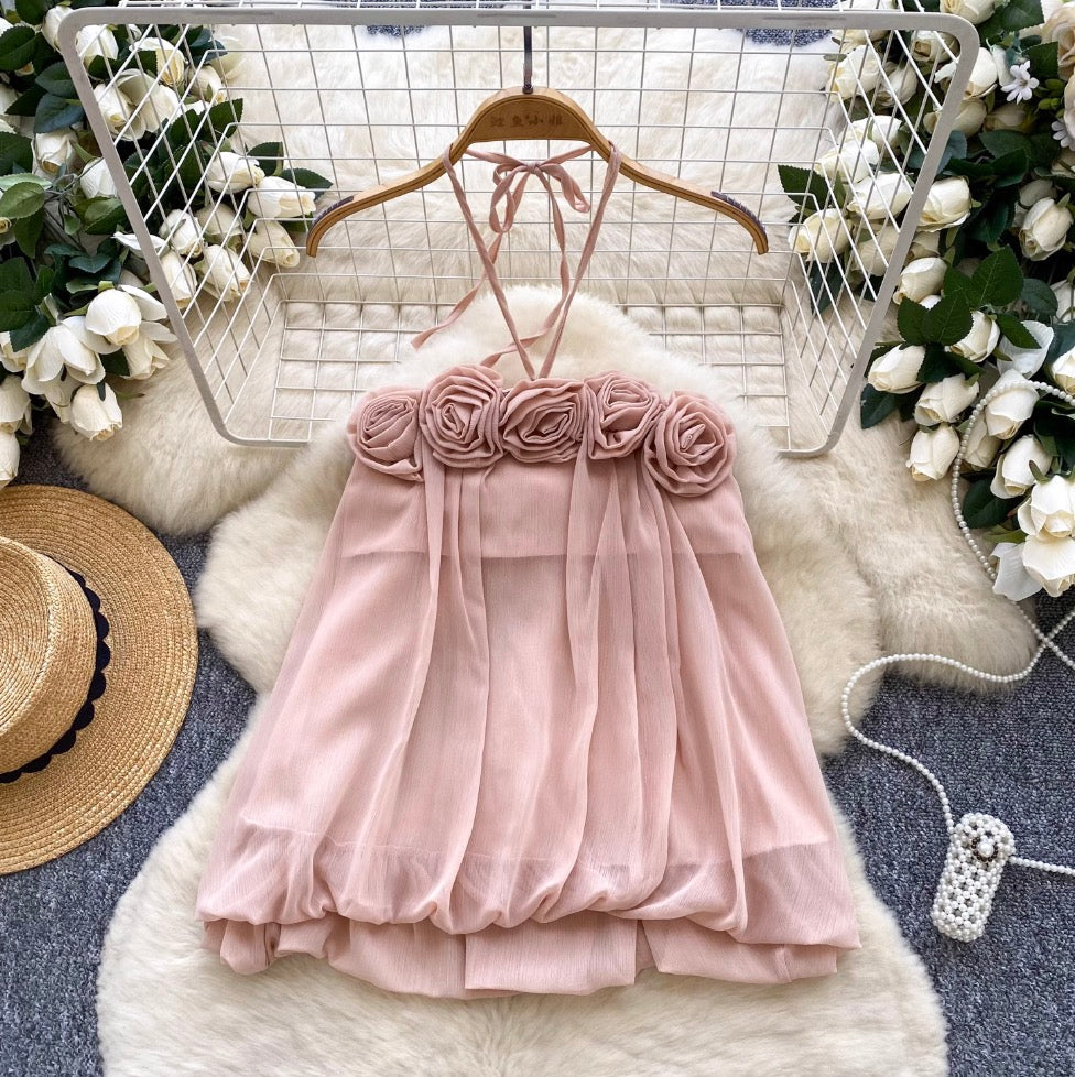 Vintage Lace-up Ruffled Mesh Top