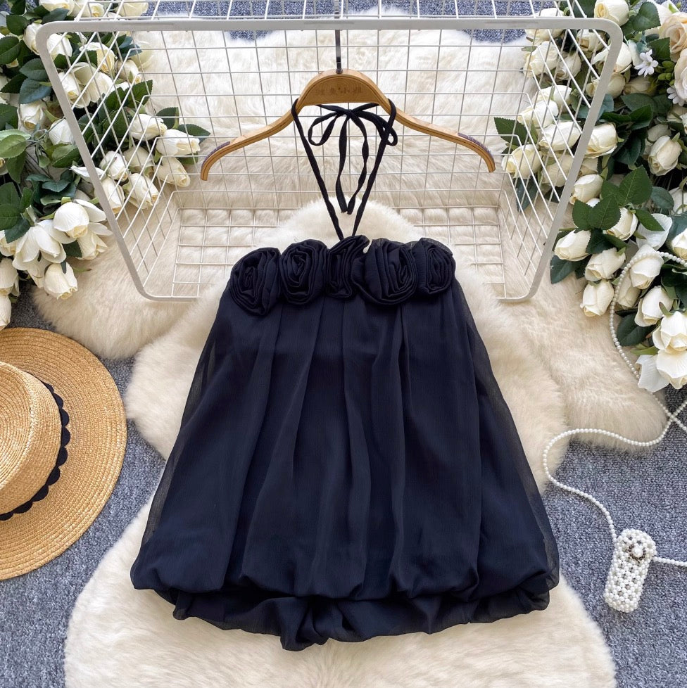 Vintage Lace-up Ruffled Mesh Top