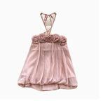Vintage Lace-up Ruffled Mesh Top