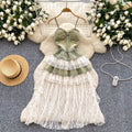 Vintage Denim Lace Patchwork Slip Dress