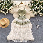 Vintage Denim Lace Patchwork Slip Dress