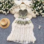 Vintage Denim Lace Patchwork Slip Dress