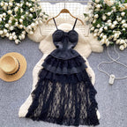 Vintage Denim Lace Patchwork Slip Dress