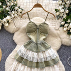 Vintage Denim Lace Patchwork Slip Dress
