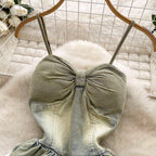 Vintage Denim Lace Patchwork Slip Dress