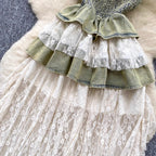 Vintage Denim Lace Patchwork Slip Dress