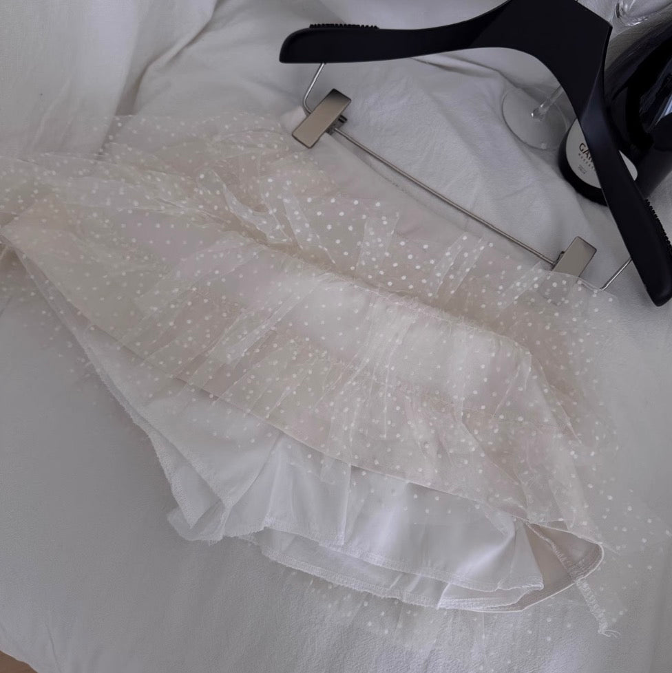 Courtly Lace Top & Mesh Skirt 2Pcs