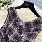 Vintage Plaid Printed Top & Skirt 2Pcs