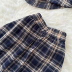 Vintage Plaid Printed Top & Skirt 2Pcs