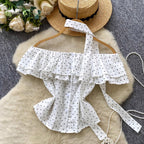 Vintage Polka Dot Ruffled Shirt