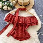 Vintage Polka Dot Ruffled Shirt