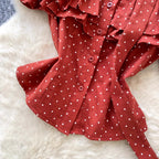 Vintage Polka Dot Ruffled Shirt