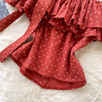 Vintage Polka Dot Ruffled Shirt