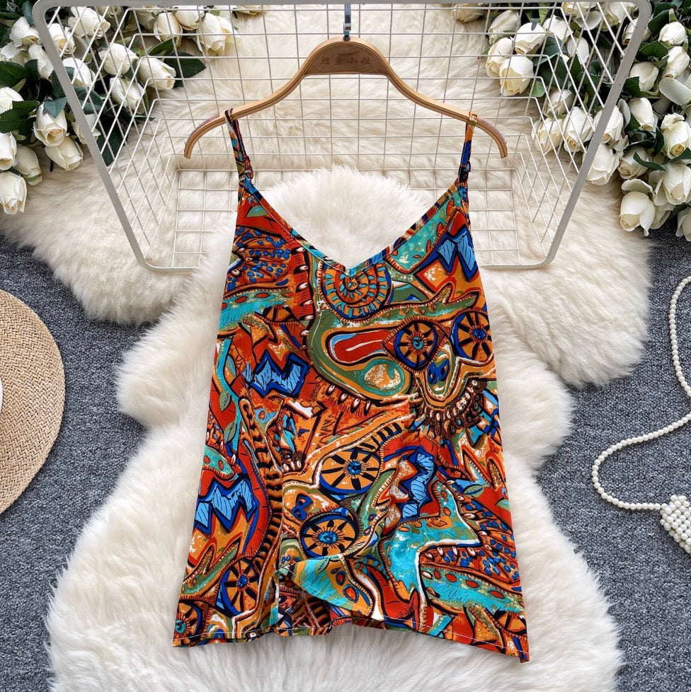 Vintage Abstract Printed Camisole Top