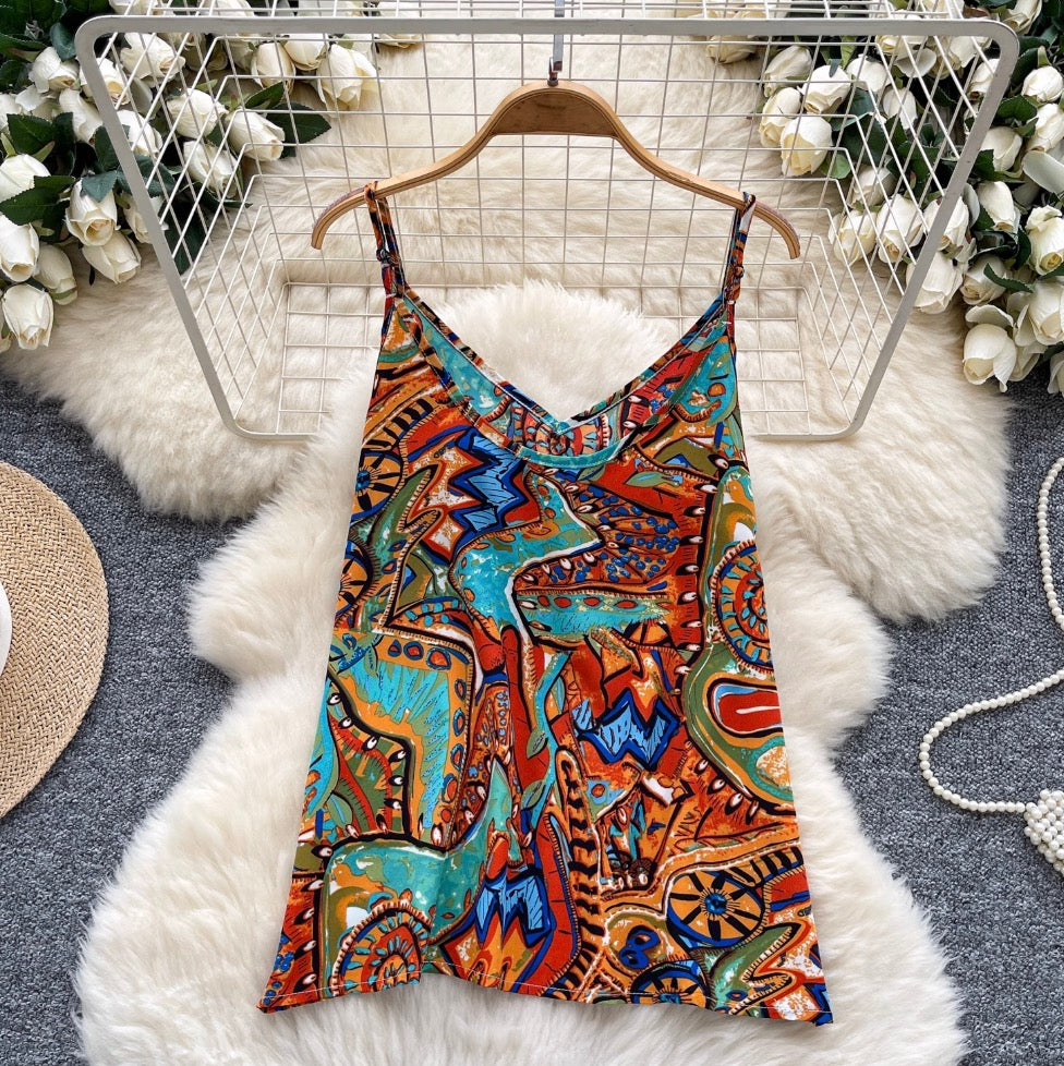 Vintage Abstract Printed Camisole Top