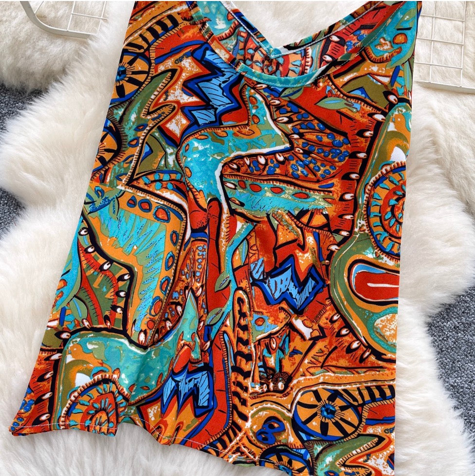 Vintage Abstract Printed Camisole Top