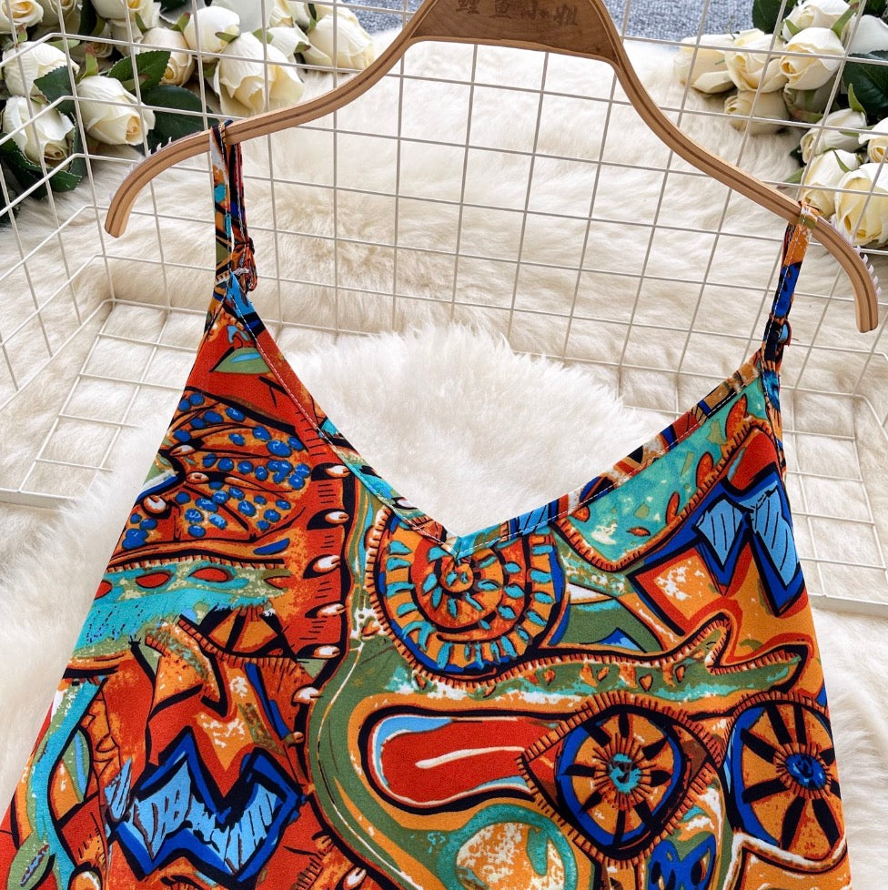 Vintage Abstract Printed Camisole Top