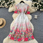 Vintage Crochet Lace Floral Dress